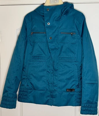 Women’s Burton DRYRIDE Hooded Snowboard Jacket, Aqua Blue, Size M - Image 1 of 4