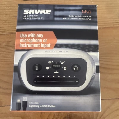 SHURE MVi DIGITAL AUDIO INTERFACE USB & LIGHTNING CABLE NEW OPEN BOX - Image 1 of 4