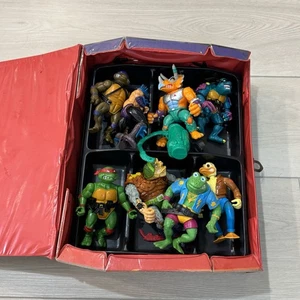 Vintage Teenage Mutant Ninja Turtles TMNT Collectors Case + 8 Figuren - READ DES - Bild 1 von 13