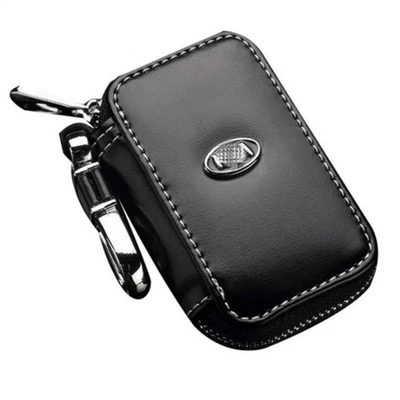 Cowhide Leather Car Key Case Bag Keychain Remote Key Fob Cover for Kia - Image 1 of 4