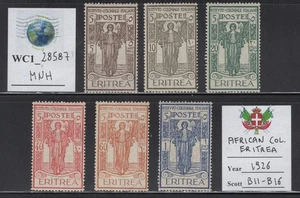 WC1_28587. ITALIAN COL.:ERITREA. 1926 COLONIAL INSTITUTE set. Sc.B11-B16. MNH - Picture 1 of 1