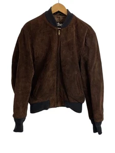 Schott Leather Suede Jacket Blue Size 40 Brown - Picture 1 of 9