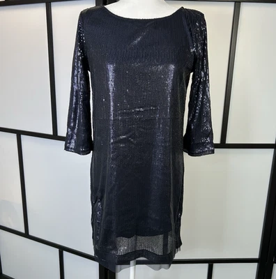 Vestido Michael Stars Azul Marino Lentejuelas Modal Cuello Barco - Talla Mediana Nuevo con Etiquetas Precio de venta sugerido por el fabricante $158 Fiesta Foto 1 de 4