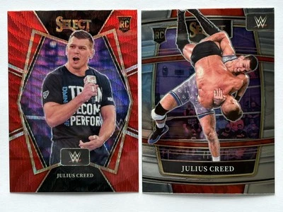 2 x 2022 Panini Select WWE Julius Creed Rookie Red Wave Premier + Base Concourse - Image 1 of 3