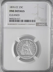 1876-CC 25C SEDUTO LIBERTY QUARTER NGC DETTAGLI FINI "PULITO" #8405236-017 - Foto 1 di 4