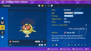 Pokemon Scarlet and Violet PSV - Shiny 6IV Hoothoot - Picture 1 of 3