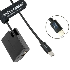 Adaptador en espiral cable de alimentación USB-C PD de batería ficticia LP-E17 para Canon EOS R8 R10 - Imagen 1 de 6