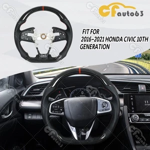 Hydro Dip Carbon Fiber Steering Wheel Fit Honda Civic 10th Gen FK1 Type R 16-21 - Imagen 1 de 10