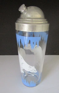 Vintage Hazel Atlas Polar Bear Cocktail Shaker Glass Metal Complete Original - Picture 1 of 12
