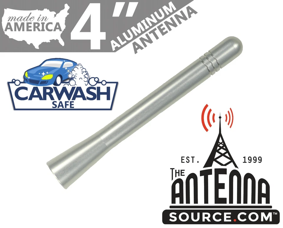 **SHORT** 4" ALUMINUM SILVER ANTENNA MAST-FITS: 1997-2004 Chevrolet Corvette - Image 1 of 1