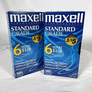 Videocassette vuote Maxell VHS T-120 6 ore grado standard videoregistratore nuove sigillate - Foto 1 di 4
