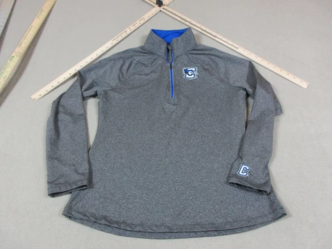 Creighton Bluejays Sweater Womens Large Gray 1/4 Zip Pullover Fleece Jacket Top Cover