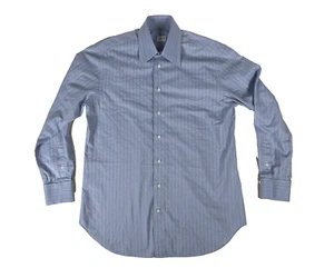 Armani Collezioni Shirt Men's 15 1/2-39 Blue Striped Button Up Cotton - Picture 1 of 13