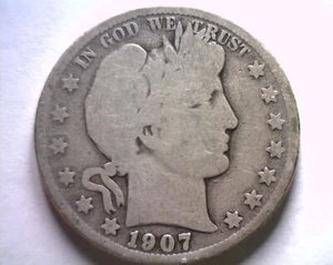 1907-S MEDIO DÓLAR BARBERO BUENO G BONITA MONEDA ORIGINAL DE BOBS MONEDAS ENVÍO RÁPIDO - Imagen 1 de 2