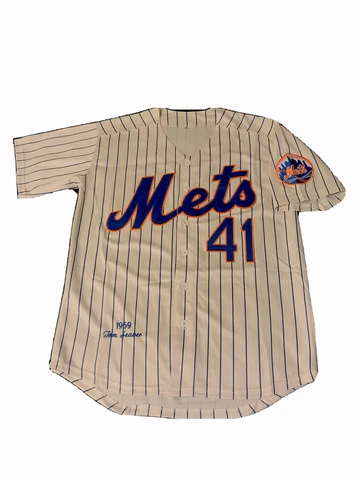 Tom Seaver # 41 1969 New York Mets MLB Jersey Size 40 Medium Throwback White Cover