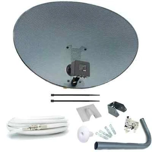 80cm Zone 2 Satellite Dish & Quad LNB + 5m RG6 White Kit For Freesat / Sky + HD - Picture 1 of 6
