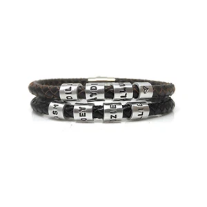 Personalised Leather Bracelet  for your Dad, Brother, Son, Uncle or Grandad - Picture 1 of 8