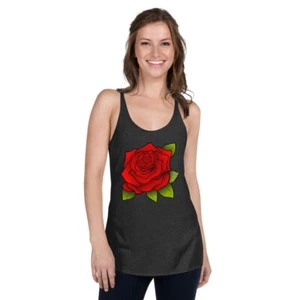 Nuevo torso de verano para mujer Racerback sin mangas con rosa rojo - Imagen 1 de 6