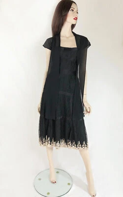 La Perla intricate lace Dress fully lined, features embroidered trim AU 12 BLACK Foto 1 de 3