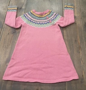 Mini Boden Toddler Girl’s Pink Geometric Print Knit Pullover Sweater Dress 3-4y - Picture 1 of 11