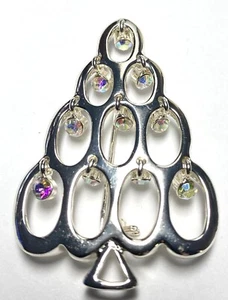 🔥 Broche prendedor vintage de piedras boreales plateadas de mediados de siglo moderno para árbol de Navidad - Imagen 1 de 2