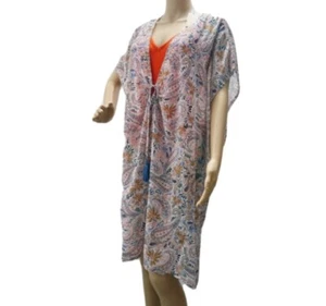 Kona Sol Women’s Paisley Print Sheer Chiffon Kimono Swim CoverUp Top Choose Size - Picture 1 of 11