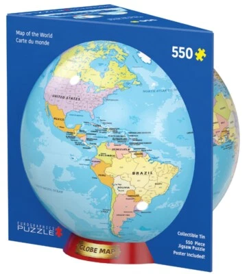 Map of the World 550 Piece Jigsaw Puzzle in Tin Eurographics New - Image 1 of 4