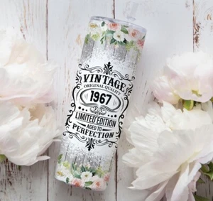 Vintage Edition, “pick your age” Birthday Design, Skinny 20oz Tumbler W/ Lid - Picture 1 of 2