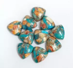 Oyster rame turchese trilione cabochon da 10x10 mm a 20x20 mm pietra preziosa calibrata - Foto 1 di 6