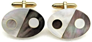 Swank Cufflinks Gold MOP Abalone Mother of Pearl Dice Design Vintage Men’s Wear - Picture 1 of 4