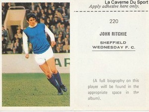 220 JOHN RITCHIE SHEFFIELD WEDNESDAY STICKER FKS WONDERFUL WORLD OF SOCCER 1970