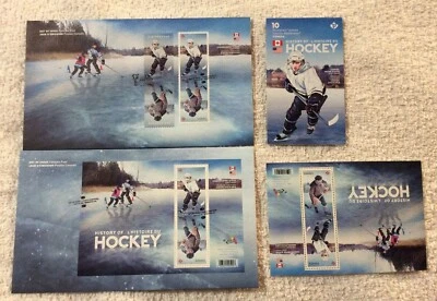 Canada Post History of Hockey Canada Stamp 2017 2 FDCs, booklet 10, 2 additional Foto 1 de 4
