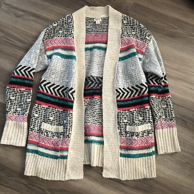 Mossimo Women’s Tribal Print Open Front Cardigan Medium Cream Multicolored - Image 1 of 4