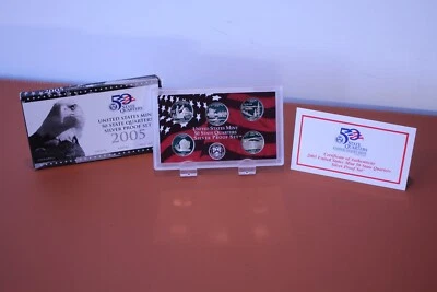 2005 S US Mint 50 State Quarters Uncirculated Silver Proof 5-Coin Set - Image 1 of 4