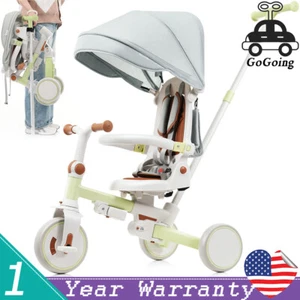 7 in 1 Kids Tricycle Foldable Baby Toddler w/ Handle Removable Pedal Toy Bike - Picture 1 of 15