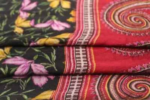 Pure Silk Fabric By The Yard Dress Making Cloth Collage Vintage Material PSF1206 - Picture 1 of 6