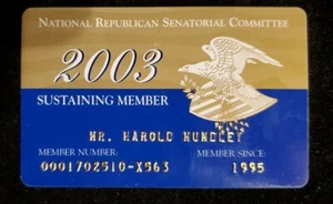 2004 Republican National Committee RNC Membership Card Sustaining member cc764 - Bild 1 von 2