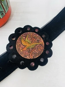 Vintage Wildleder Leder Taille Kleid Gürtel Grün Statement 32-34inch Taille 1970’s - Bild 1 von 9