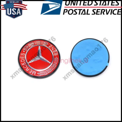 Insignia de corona de laurel roja emblema capó delantero pasta borde negro para Mercedes Benz Foto 1 de 4