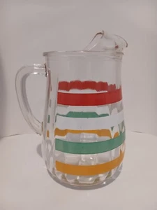 Vintage Glaskrug Fiesta farbige Streifen Libbey Anker Hocking TOP! - Bild 1 von 11