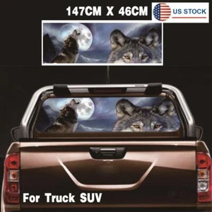 Car Rear Window Wolf & Moon Graphics Decal Sticker for Truck Pickup SUV 147x46cm - Picture 1 of 7