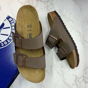 with Box BIRKENSTOCK ARIZONA Mocha sandals BIRKO-FLOR NUBUCK LEATHER Narrow/wide - Picture 1 of 26