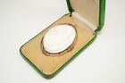 Vintage 14K Gold Large Classic Shell Cameo Brooch - Original Box - Made In Italy