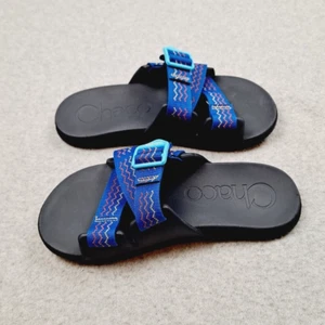 Chaco Shoes Woman 7 Blue Chillos Slide Sandals Adjust Straps Beach Cruise Comfy - Picture 1 of 6