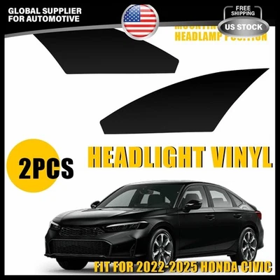 Para Honda Civic 2022-2025 Faro Lateral Marcador Vinilo Superposición Tinte Calcomanías Negro Foto 1 de 4