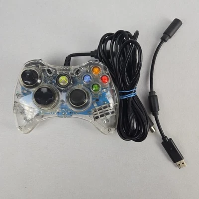 Xbox 360 Afterglow Blue Clear Corded Controller Microsoft Model PL-3602 - Tested - Image 1 of 4