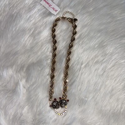 Collar Betsey Johnson Cuerda Retorcida Tono Dorado Doble Leopardo Anillo O Nuevo con Etiquetas Foto 1 de 4