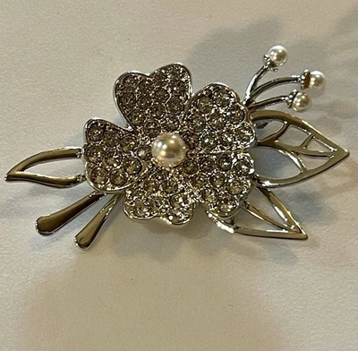 Auténtico broche floral medallón de plata origami búho con cristales de Swarovski - NUEVO Foto 1 de 4