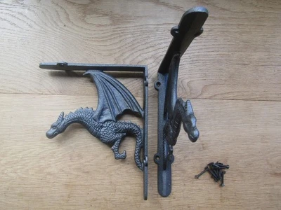 Rustic iron shelf brackets shelving vintage old style wall mounting PAIR 8" - image 1 of 4