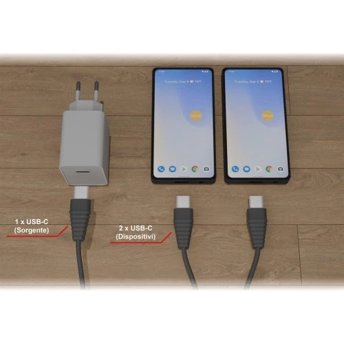 Cavo sdoppiatore usb-c caricabatteria 100 watt mt 2 - Immagine 1 di 1